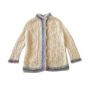 Vintage 50s collegiate Italian mohair cable knit cardigan, one‎ size